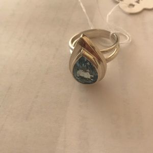 Sterling silver ring with blue topaz
